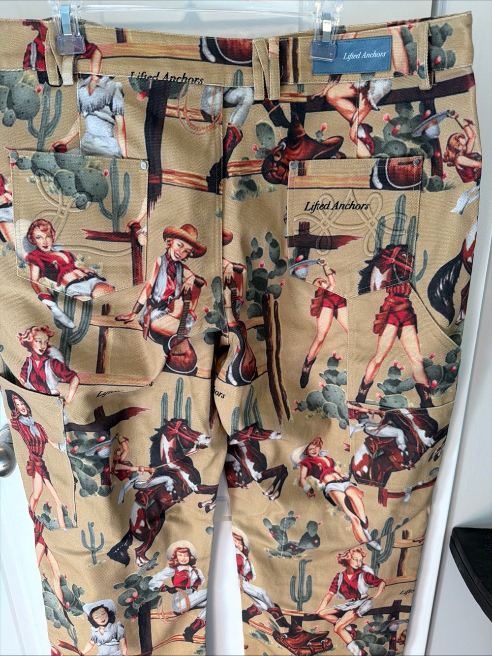Lifted Anchors Annie Cowboy Print Cargo Pants in Tan Men 42